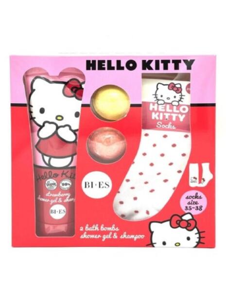 set hello kitty shower gel shampoo bath bomb socks