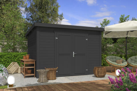 8711615182884 1060191 Outdoor Life Products Tuinhuis Blokhut Lotta 300x250 Carbon Grey 2