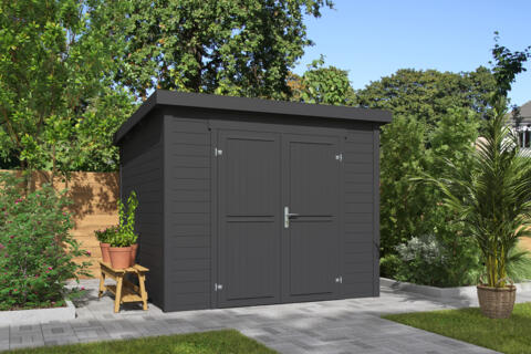 8711615182846 1060187 Outdoor Life Products Tuinhuis Blokhut Mila 250x250 Carbon Grey 2