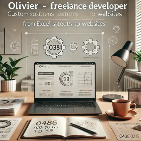 DALL·E 2024 10 26 16.18.18   A professional and inviting advertisement image showing a freelance developer working from home, with a clean, modern workspace setup. The scene inclu