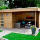 Modern tuinhuis met plat dak en overkapping tapuit 3