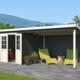 8711471581548 1022501 Outdoor Life Products Tuinhuis Blokhut met Overkapping Sunniva 570x275 Carbon Grey Wit 2